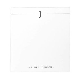 Elegantes Monogram Classic Schwarz-weiß Notepad Notizblock