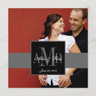 Elegantes Monogram Couple Foto Hochzeit Einladung