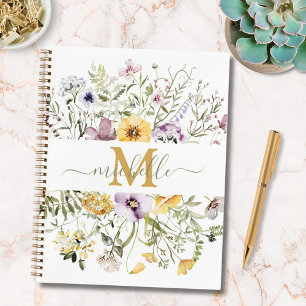 Elegantes Monogram Farbenfrohes Wildblumengarten-B Planer