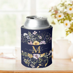 Elegantes Monogram Farbiges Wildblumengarten-Blume Dosenkühler
