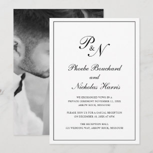 Elegantes Monogram Foto formale Hochzeitsempfehlun Einladung