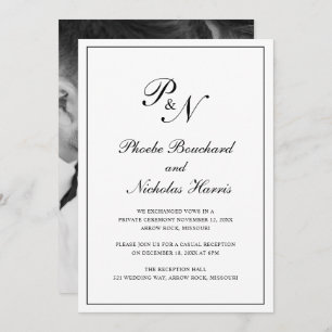 Elegantes Monogram Foto formale Hochzeitsempfehlun Einladung