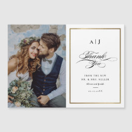 Elegantes Monogram Gold Foto Hochzeit Dankeschön A Magnetkarte