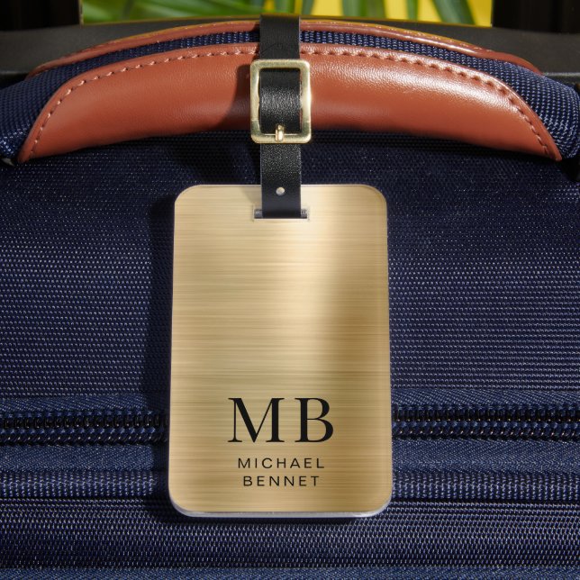 Elegantes Monogram Gold Gepäckanhänger (Vorderseite Insitu 2)