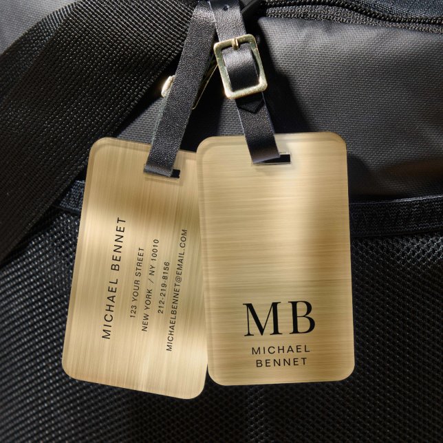 Elegantes Monogram Gold Gepäckanhänger (Elegant Monogram Gold Luggage Tag)