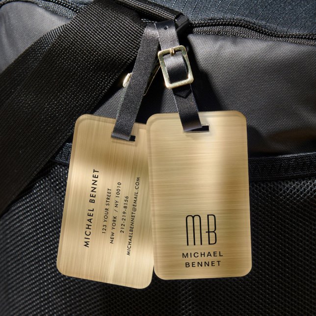 Elegantes Monogram Gold Gepäckanhänger (Elegant Monogram Gold Luggage Tag)