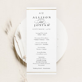 Elegantes Monogram Gold Wedding Programm