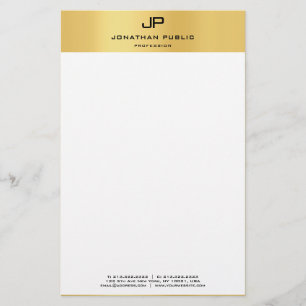 Elegantes Monogram Gold White Template Moderne Briefpapier