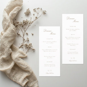 Elegantes Monogram Gold White Wedding Dinner Menü
