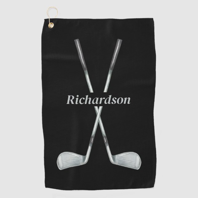 Elegantes Monogram Golf Totuch Golfhandtuch (Vorderseite)