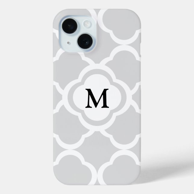 Elegantes Monogram Gray Muster Case-Mate iPhone Hülle (Rückseite)