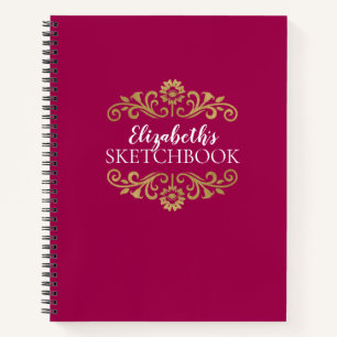 Elegantes Monogram Hot Pink Sketchbook Notizbuch