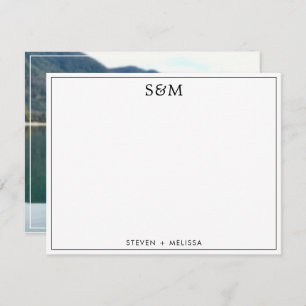 Elegantes Monogram Initials Couple Name Foto Mitteilungskarte