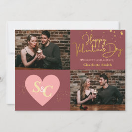 Elegantes Monogram Liebe Valentine's Day Pärchen F Feiertagskarte