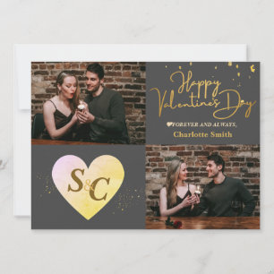 Elegantes Monogram Liebe Valentine's Day Pärchen F Feiertagskarte