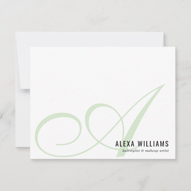 Elegantes Monogram Mint Green Simple Business Mitteilungskarte (Vorderseite)