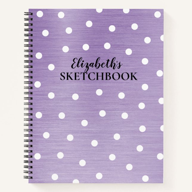 Elegantes Monogram Name Lila Sketchbook Notebook Notizbuch (Vorderseite)