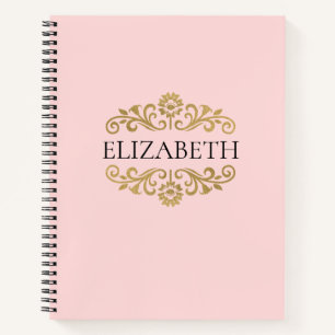 Elegantes Monogram Pink Gold Office School Noteboo Notizbuch