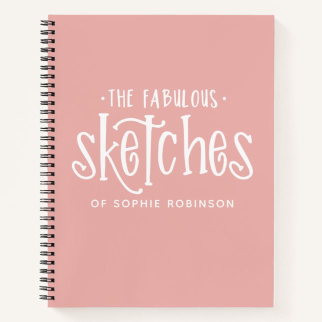 Elegantes Monogram Pink Sketch-Buch Notizbuch (Vorderseite)
