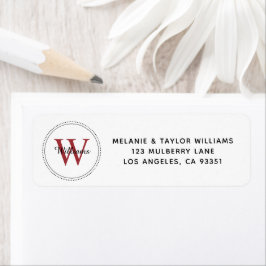 Elegantes Monogram Red Return Address Label