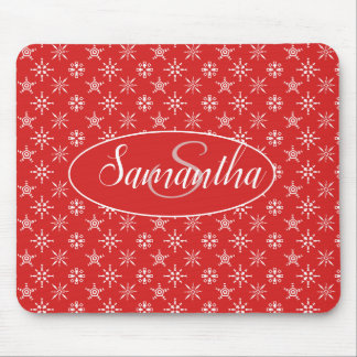 Elegantes Monogram Red White Muster Mousepad