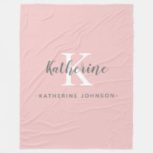 Elegantes Monogram Rosa Fleece Blanket