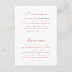 Elegantes Monogram Rose Blush Script Wedding Hotel Begleitkarte