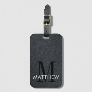 Elegantes Monogram Script Black Brushed Metal Gepäckanhänger