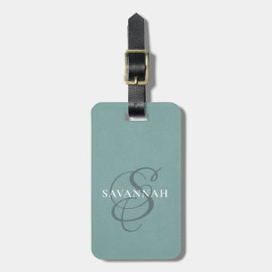 Elegantes Monogram Script Dusty Green Niedlich Lea Gepäckanhänger