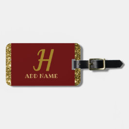Elegantes Monogram Script Modernes Burgundy Red Go Gepäckanhänger