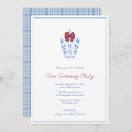 Elegantes Monogram Tree Trimming Weihnachtsfest Pa Einladung