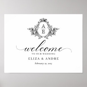 Elegantes Monogram Wappen Custom Wedding Welcome S Poster