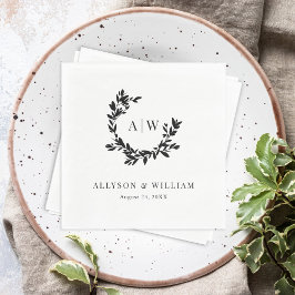 Elegantes Monogram Wappen Foto Botanische Hochzeit Serviette