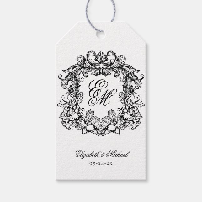 Elegantes Monogram Wappen Wedding Bridesmaid 2 Geschenkanhänger (Vorderseite)