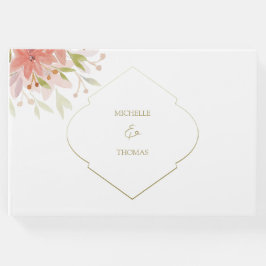 Elegantes Monogram Watercolor Blume Gästebuch
