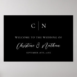 Elegantes Monogram Wedding Welcome Sign Poster