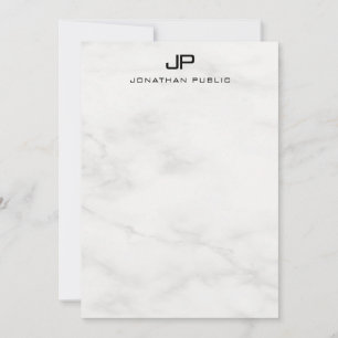 Elegantes Monogram White Marble Trendy Template Mitteilungskarte