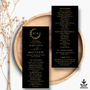 Elegantes Monogram Wreath Wedding Programm