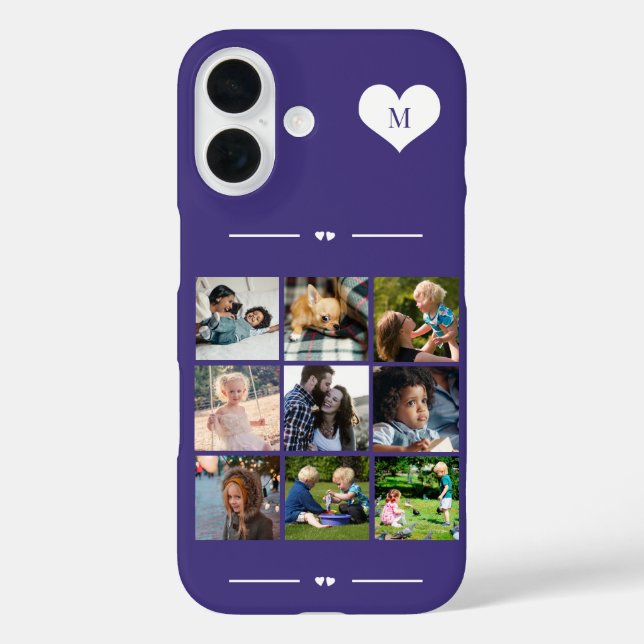 Elegantes Monogramm 9 Foto lila Case-Mate iPhone Hülle (Rückseite)