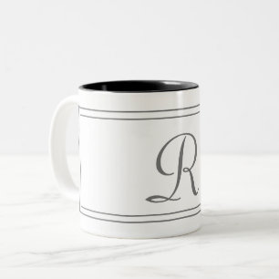Elegantes Monogramm, anfänglicher Weißstreifen Zweifarbige Tasse