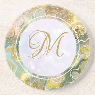 Elegantes Monogramm Anfangsbuchstabe Abstrakt Gold Getränkeuntersetzer