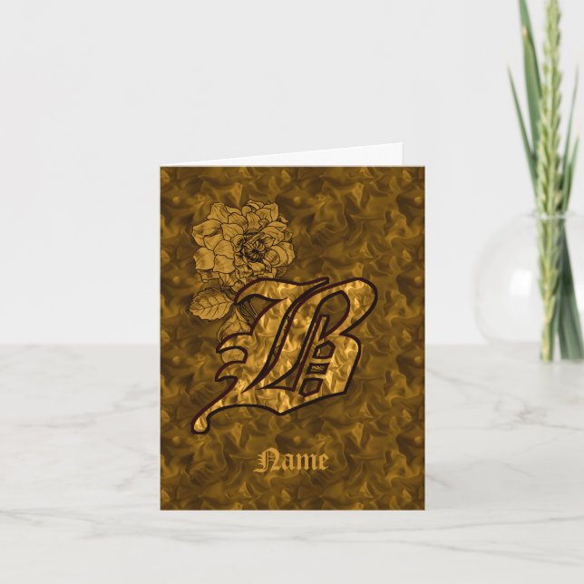 Elegantes Monogramm Anfangsbuchstabe B Gold Pfings (Vorderseite)