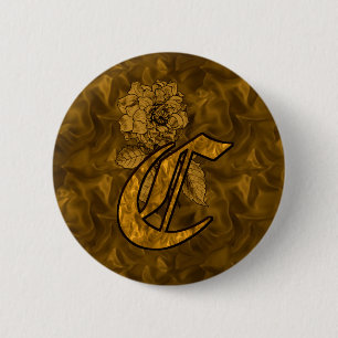 Elegantes Monogramm Anfangsbuchstabe C Gold Pfings Button