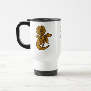 Elegantes Monogramm Anfangsbuchstabe C Gold Pfings Reisebecher
