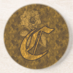 Elegantes Monogramm Anfangsbuchstabe C Gold Pfings Sandstein Untersetzer