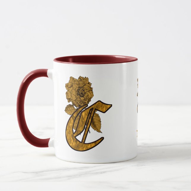 Elegantes Monogramm Anfangsbuchstabe C Gold Pfings Tasse (Links)