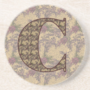 Elegantes Monogramm Anfangsbuchstabe C Vintage Blu Sandstein Untersetzer