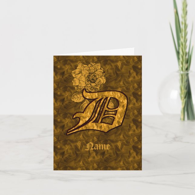 Elegantes Monogramm Anfangsbuchstabe D Gold Pfings (Vorderseite)