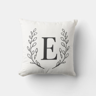 Elegantes Monogramm Anfangsbuchstabe E Botanische Kissen
