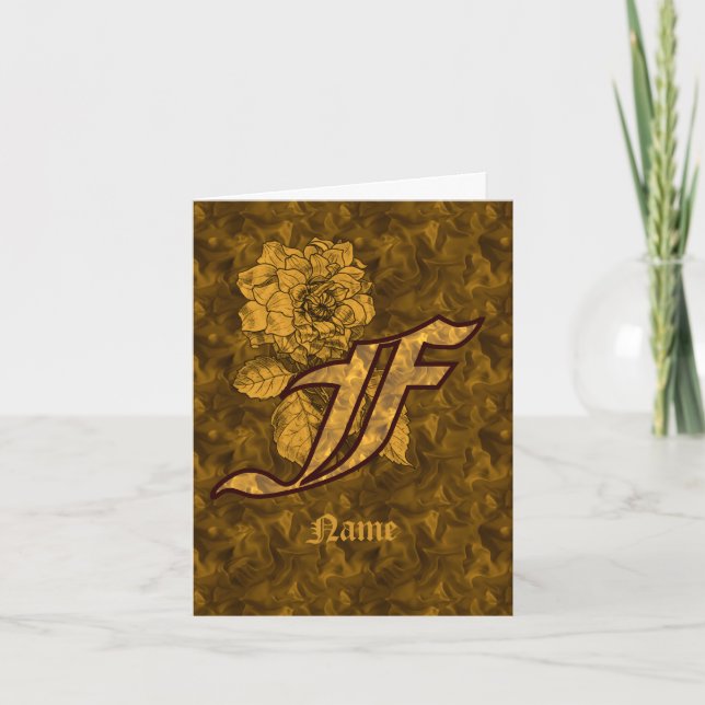 Elegantes Monogramm Anfangsbuchstabe F Gold Pfings (Vorderseite)